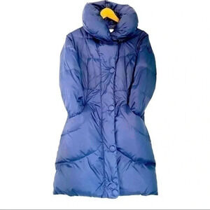 Larry Levine blue knee lenght puffer jacket XS EUC